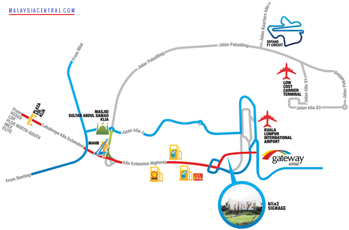 Location and driving map to klia2 gateway